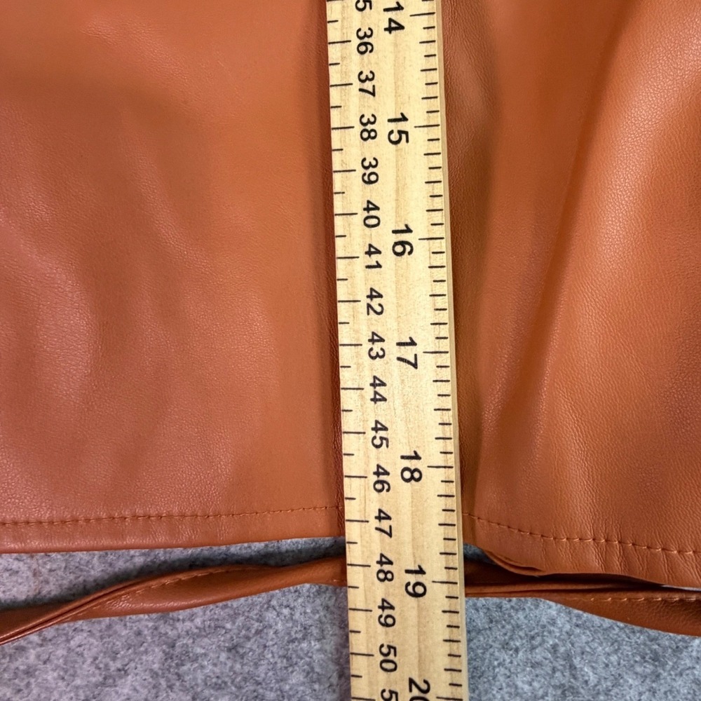 NWT by egregreis Faux Leather Orange‎ Pencil Skirt Tie Waist Size S - Picture 6 of 8